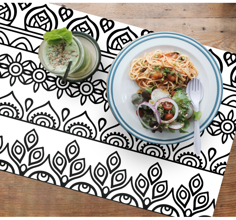 čiernobiele mandaly elegantné prestieranie - Tenstickers