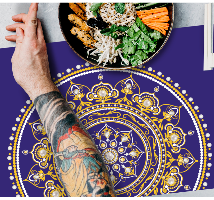 Fialové a zlaté indické vzory elegantné prestieranie - Tenstickers