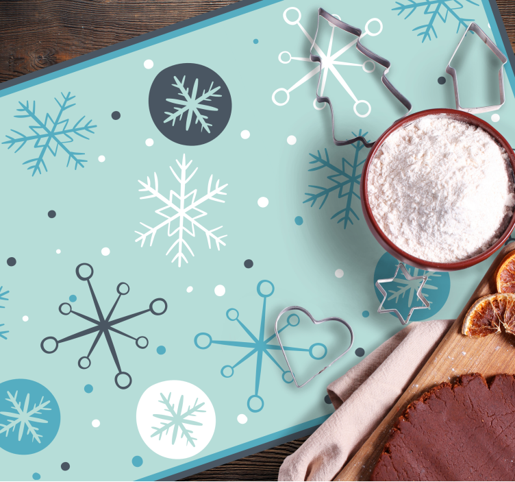 Modré a biele snehové vločky vianočné prestieranie - Tenstickers