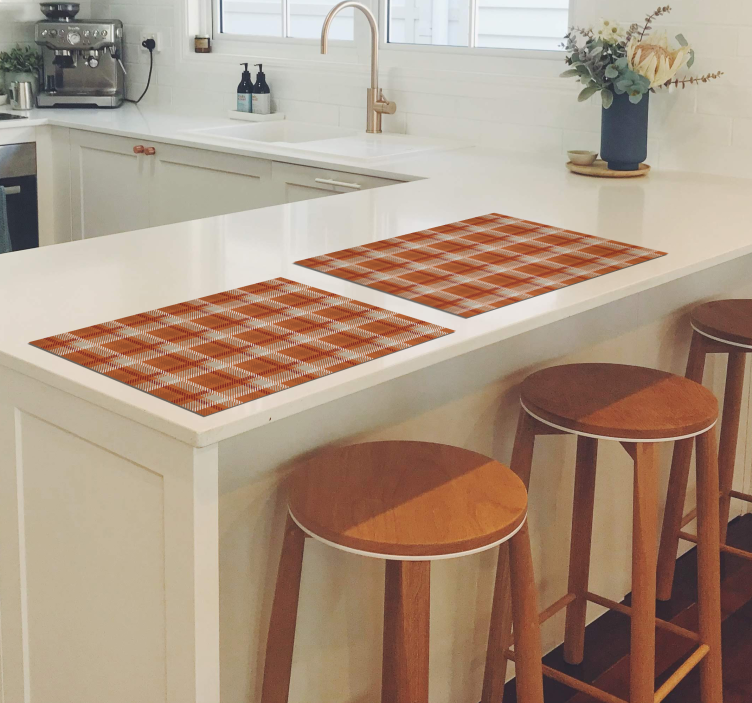 Elegantné prestieranie kockovaný oranžový vzor - Tenstickers