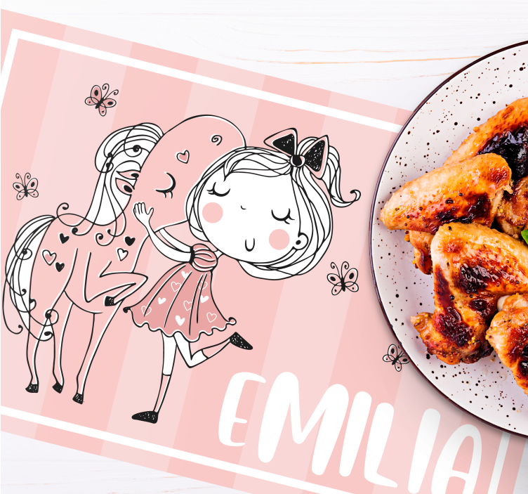 Princezná s ružovými šatami detské prestieranie - Tenstickers