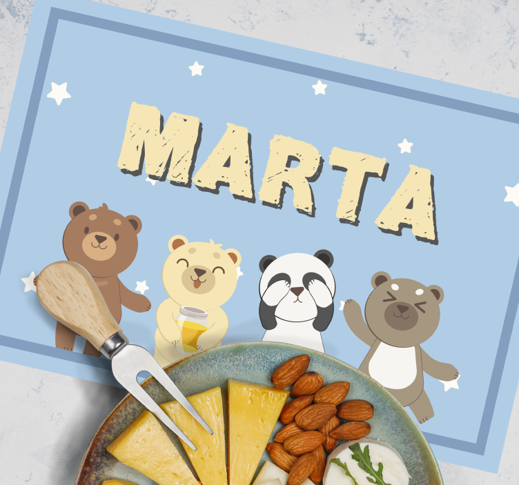 Rozkošný medveď prispôsobiteľné detské prestieranie - Tenstickers