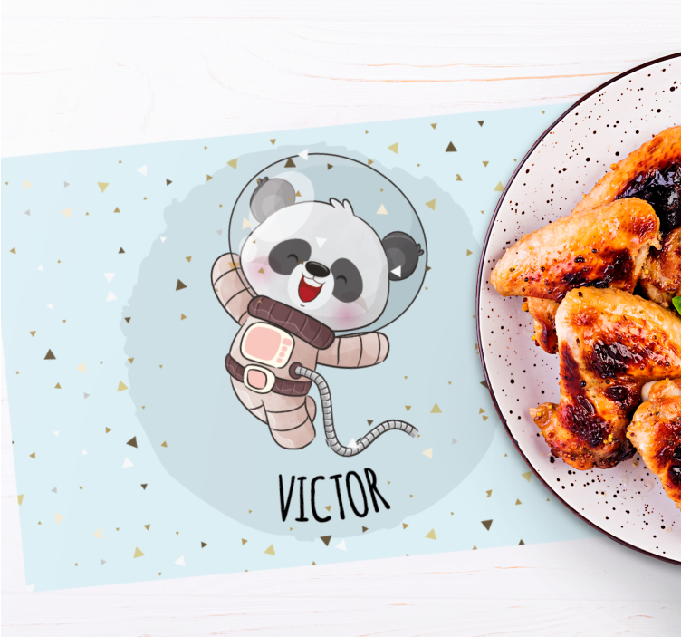 Roztomilá panda pre chlapca s menom detské prestieranie - Tenstickers