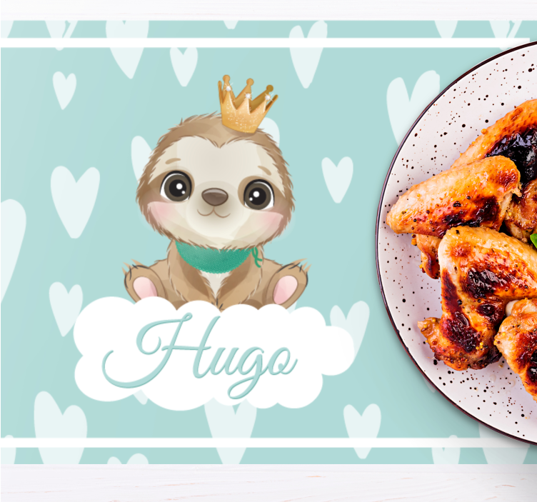 Roztomilý leňochod pre chlapca s menom detské prestieranie - Tenstickers