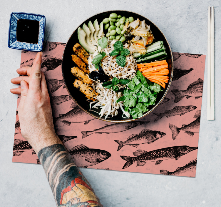 Ručne tažené rybie prestieranie z rýb - Tenstickers