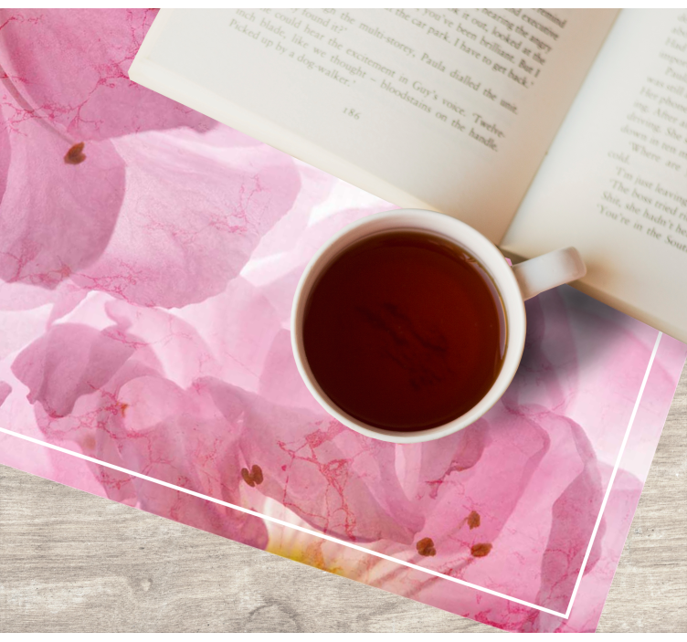 Ružové kvety s listami originálne prestieranie - Tenstickers