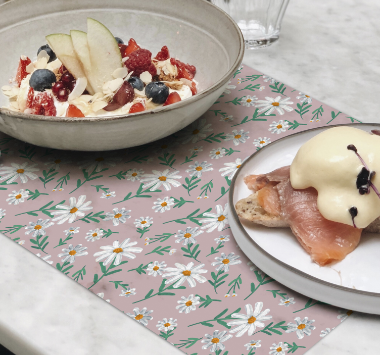 Sedemdesiate roky sedmokrásky ružové kvetinové prestieranie - Tenstickers