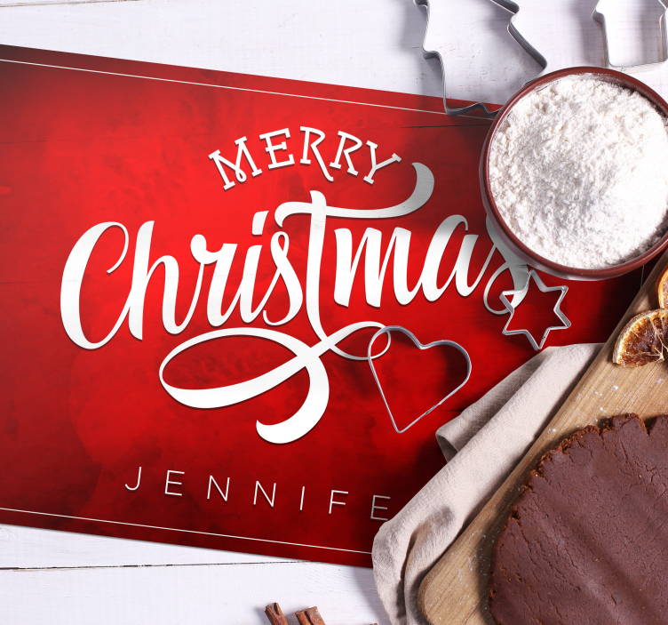 Veselé vianoce text červené prestierania - Tenstickers