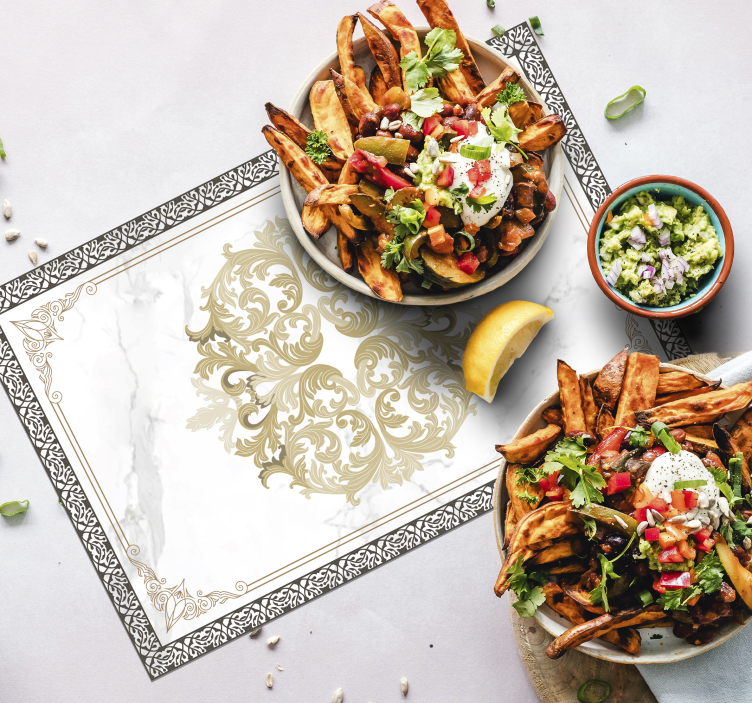 Elegantné prestieranie barokový biely mramor - Tenstickers