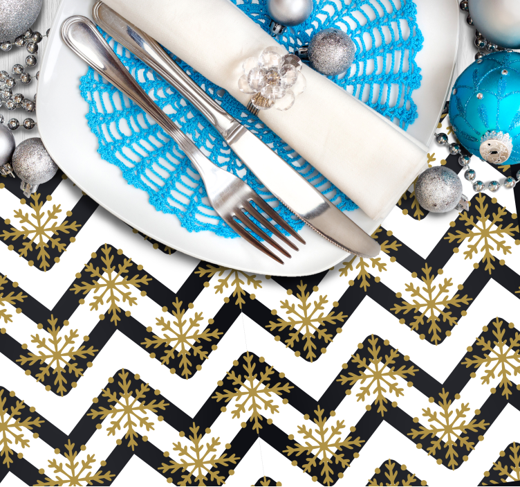 Zlaté snehové vločky cik cak vianočné prestieranie - Tenstickers