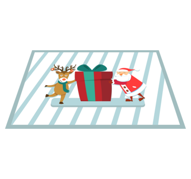 Vianočné prestieranie darček so santa clausom a sobmi - Tenstickers