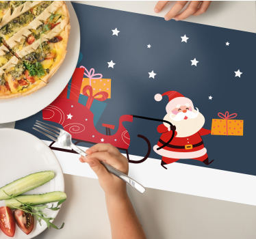 Kreslené sane s darčekmi santa vianočné podložky na stôl - Tenstickers