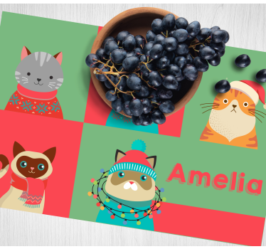 Mačacie motívy vianočné podložky na stôl - Tenstickers
