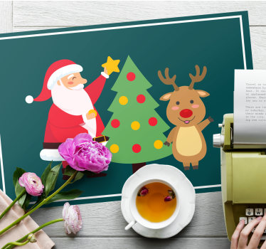 šťastné santa a sobie vianočné podložky na stôl - Tenstickers