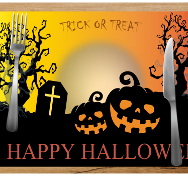 Tekvicový cintorín halloweenske podložky pod stôl - Tenstickers
