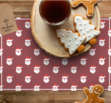 Vianočné prestieranie so vzorom santa tváre - Tenstickers
