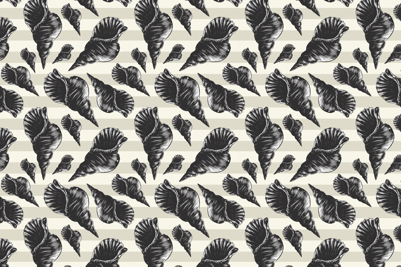 Moderné prestieranie na stôl elegantné motívy mušlí - Tenstickers