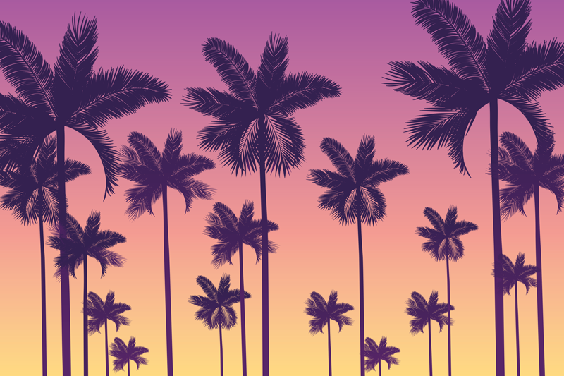 Originálne prestieranie palm tree sunset - Tenstickers