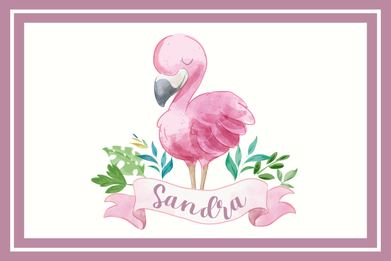 Prestieranie s menom flamingo s mašľou - Tenstickers