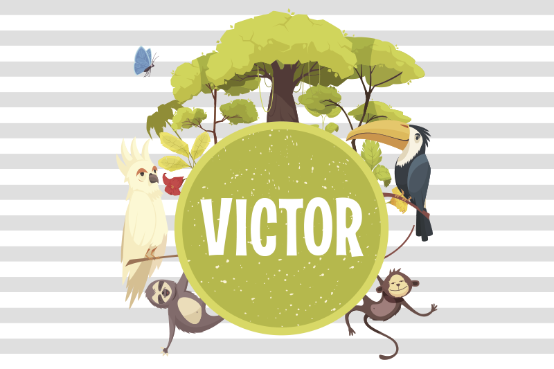 Džungľové zvieratá s menom prispôsobeným prestieraním - Tenstickers