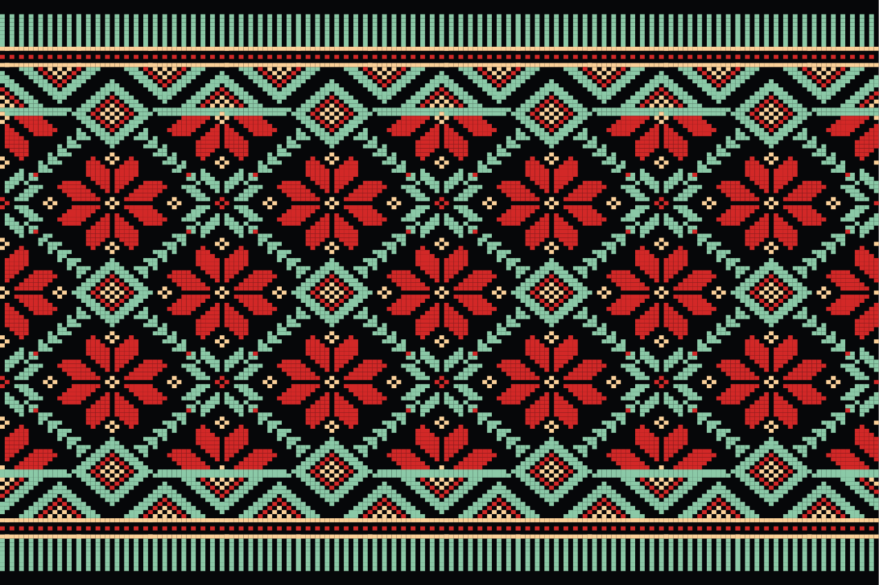 ľudový vzor kvetinové prestierania - Tenstickers