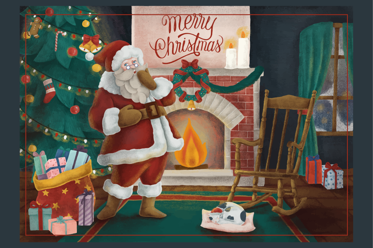 Vianočné prestieranie santa claus stretnutie - Tenstickers