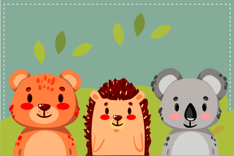 Plochá zbierka divokých zvierat detské prestierania - Tenstickers