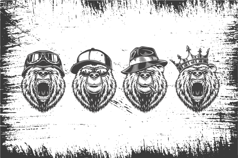 Originálne prestieranie štýlové portréty medveďov - Tenstickers