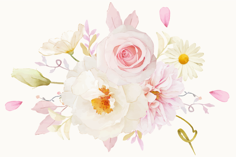 Biele ružové kvety moderné prestierania - Tenstickers