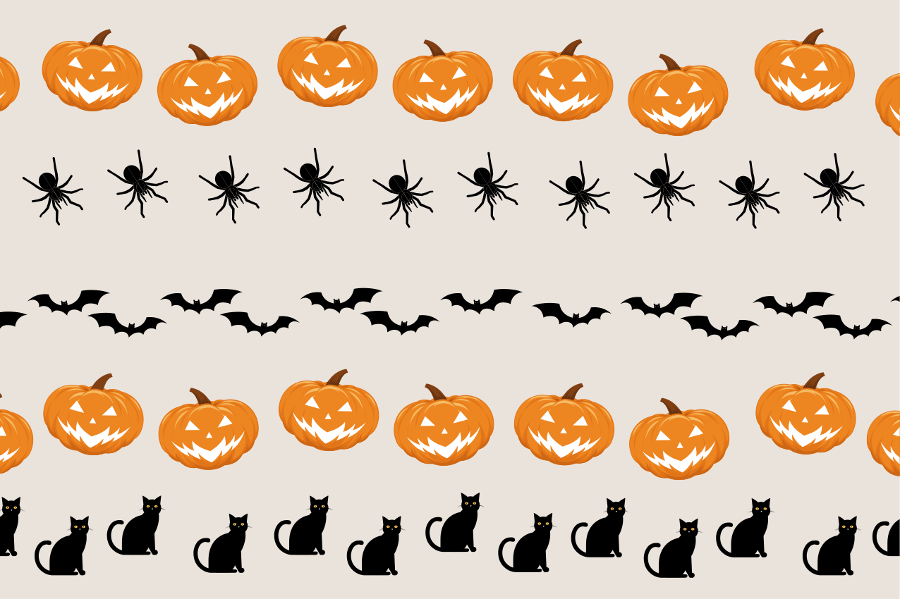 Halloweenske prestieranie s tekvicovým pavúkom a mačkou - Tenstickers