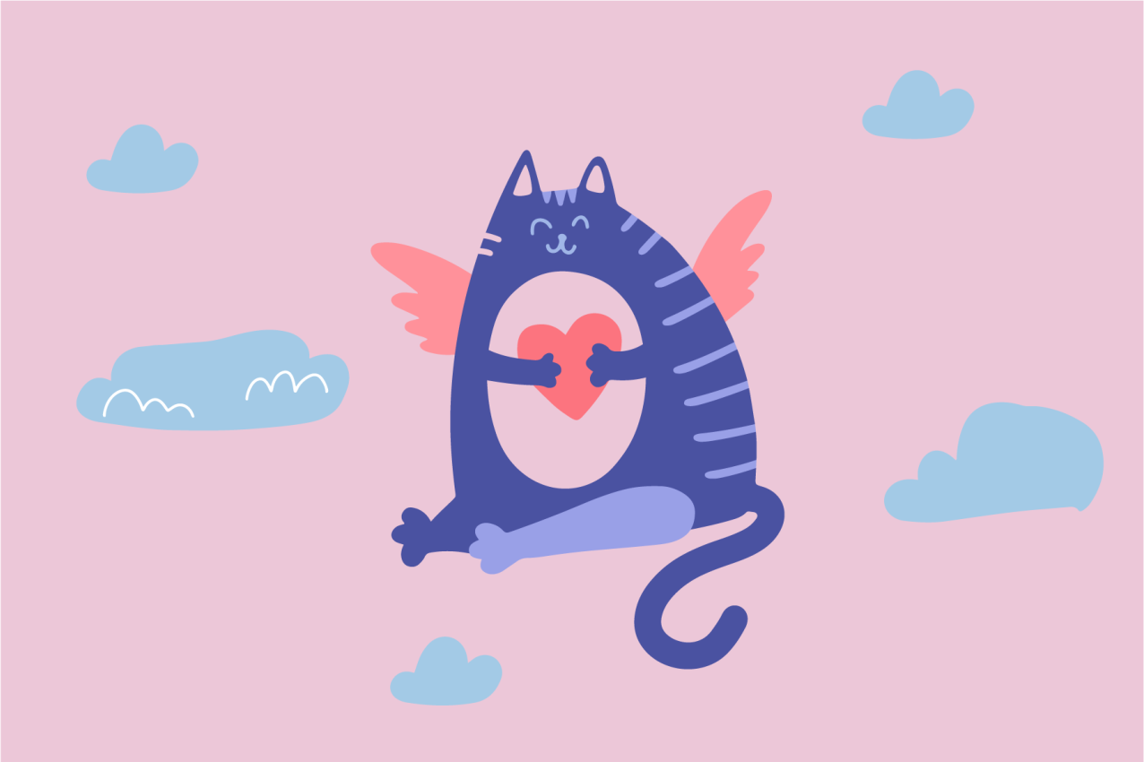 Detské prestieranie lietajúca mačka srdce v pazúroch - Tenstickers