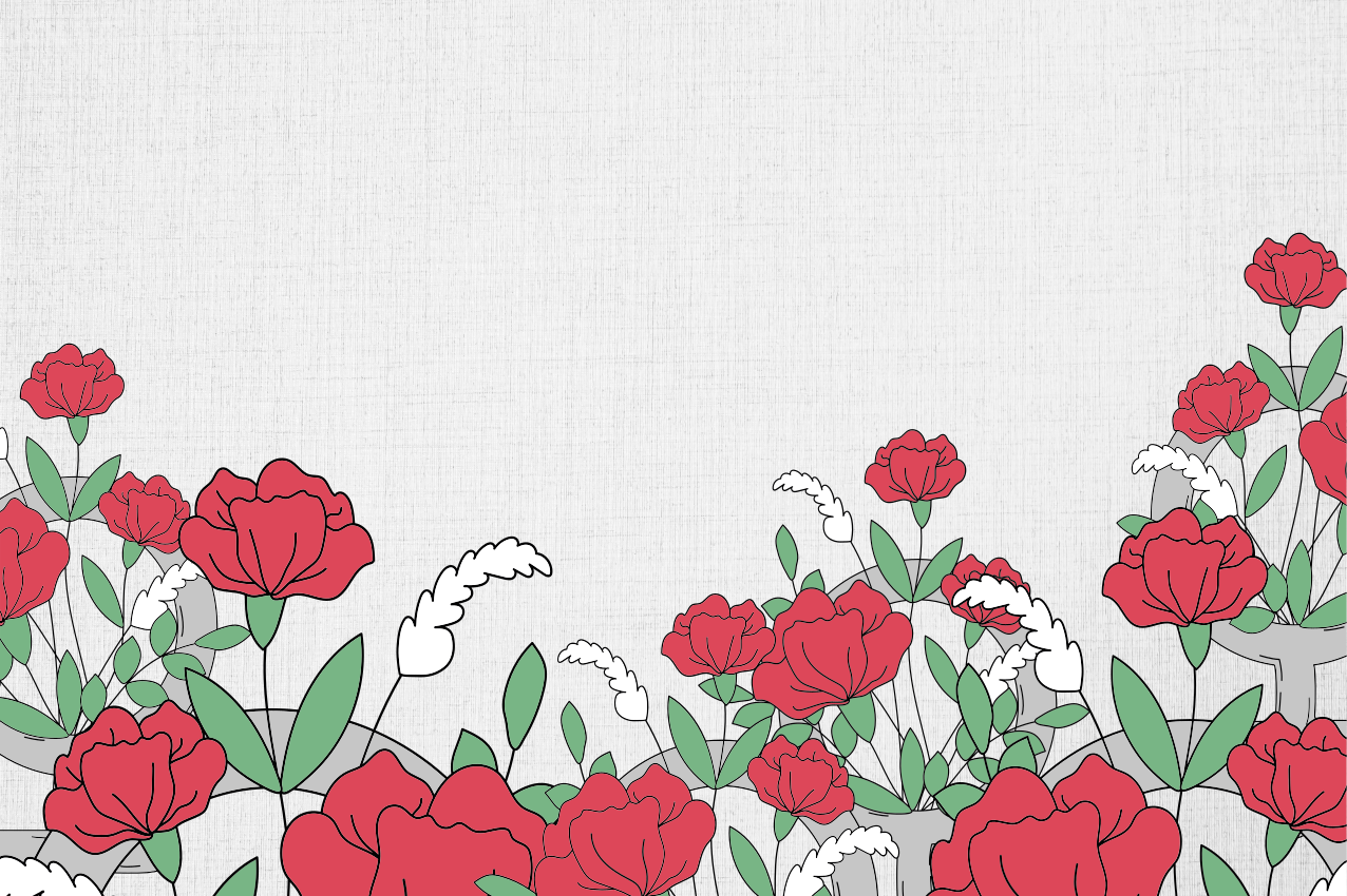 červené nakreslené kvety originálne prestieranie - Tenstickers