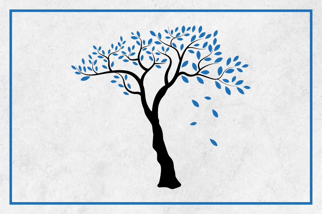 čierny strom s modrými listami domov prestieranie - Tenstickers