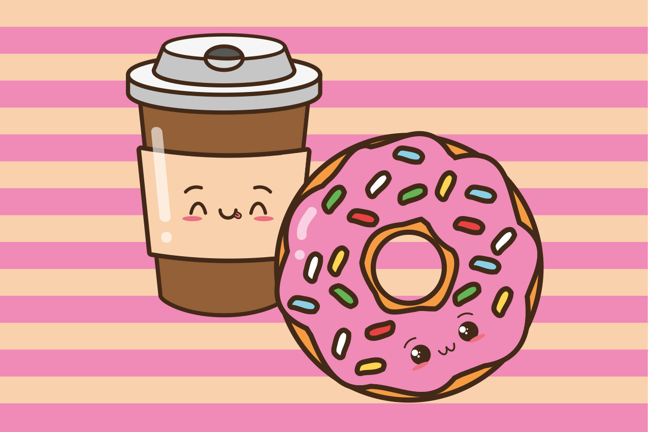 Detské prestieranie roztomilý kávový donut - Tenstickers