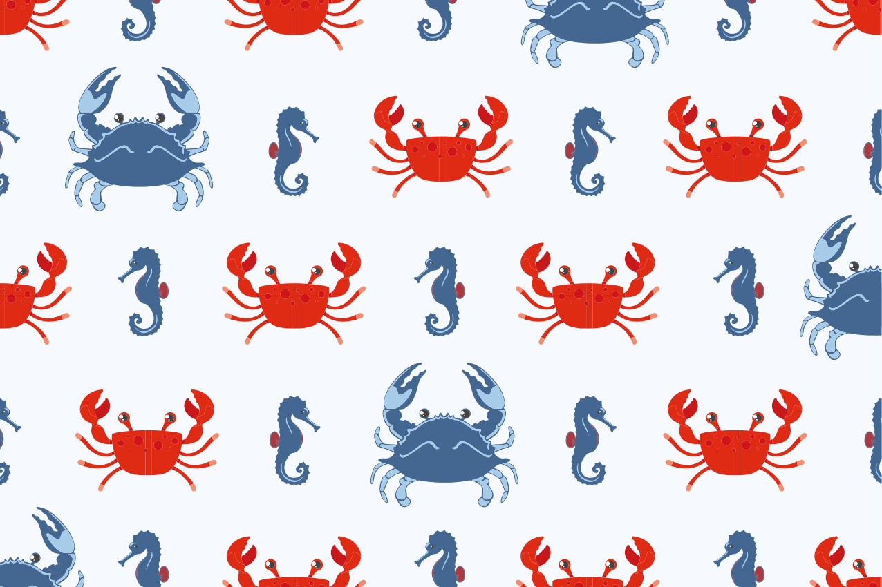 Originálne prestieranie s motívom kraba a koníka - Tenstickers