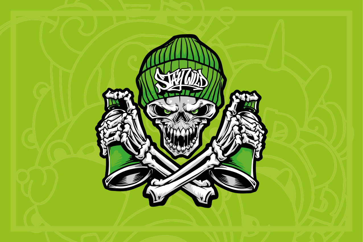 Okuliare so zelenou lebkou grafiti originálne prestierania - Tenstickers