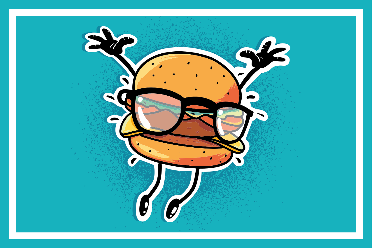 Detské prestieranie s skákajúcim hamburgerom - Tenstickers