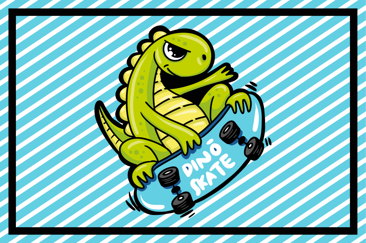 Detské prestieranie dobrodružstvo na skateboarde s dinom - Tenstickers