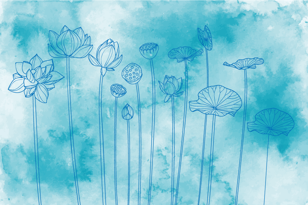 Vzorované prestieranie s lotosovými kvetmi - Tenstickers