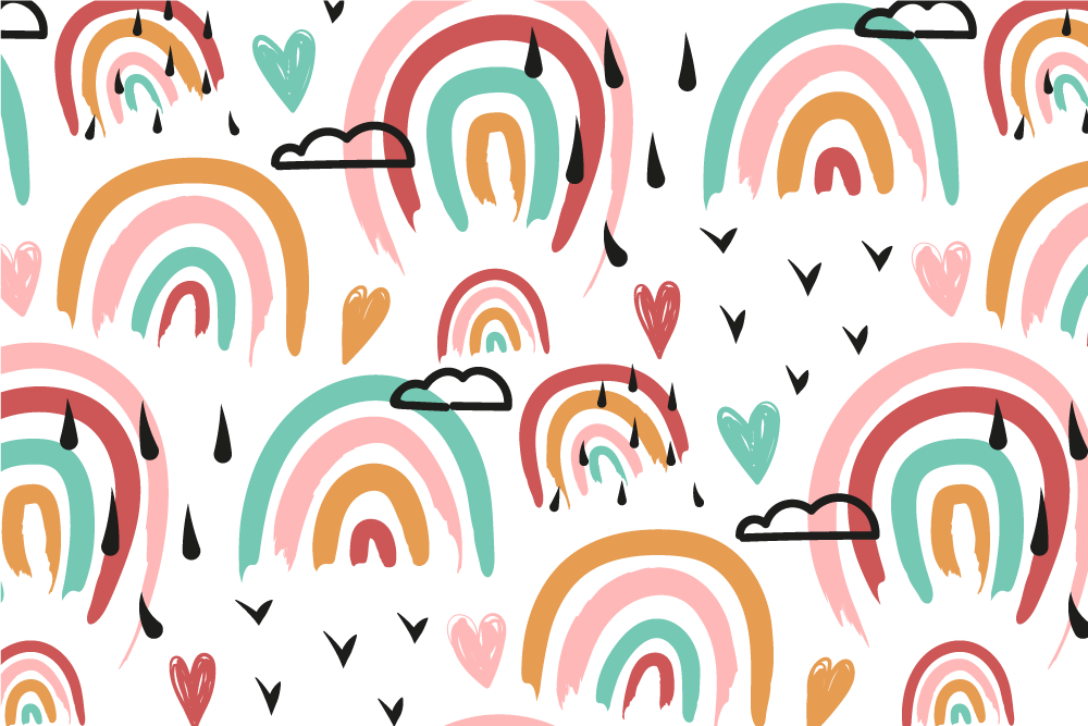 Detské prestieranie s dúhovým srdiečkovým vzorom - Tenstickers