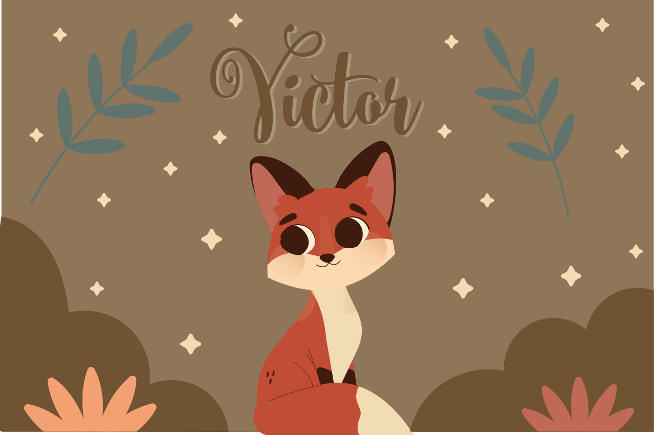 Roztomilá líška pre chlapca s menom detské prestieranie - Tenstickers