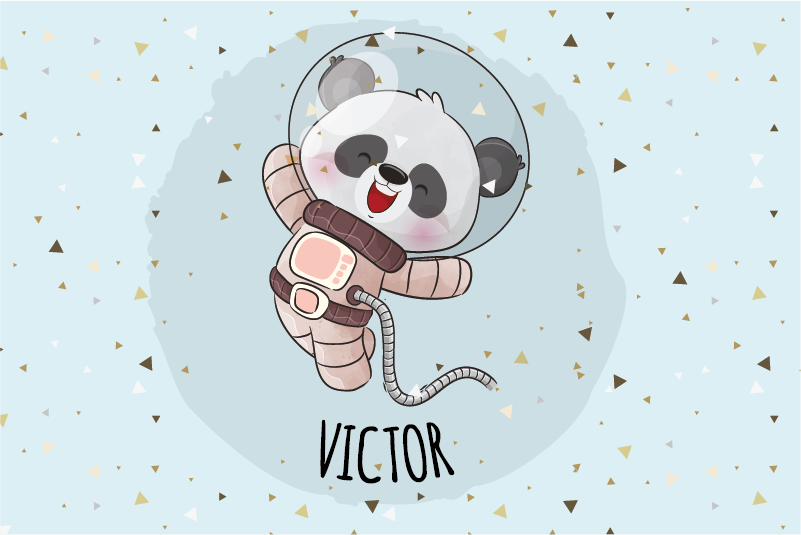 Roztomilá panda pre chlapca s menom detské prestieranie - Tenstickers