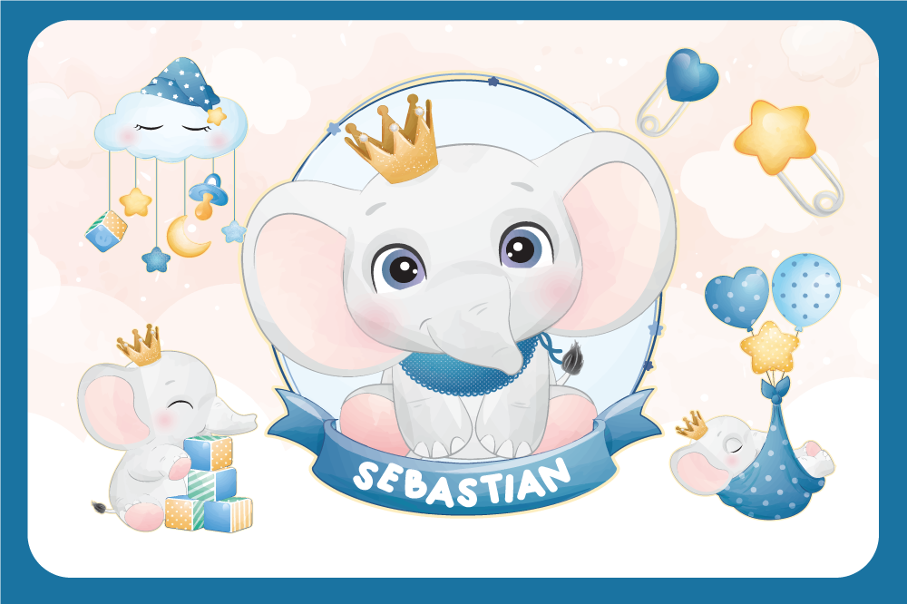 Detské prestieranie s roztomilou ilustráciou slona - Tenstickers