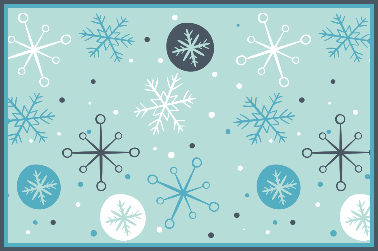 Modré a biele snehové vločky vianočné prestieranie - Tenstickers