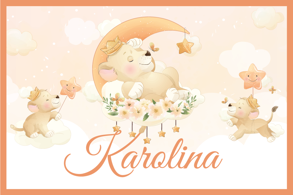 Roztomilé zvieratká lev s menom detské prestieranie - Tenstickers