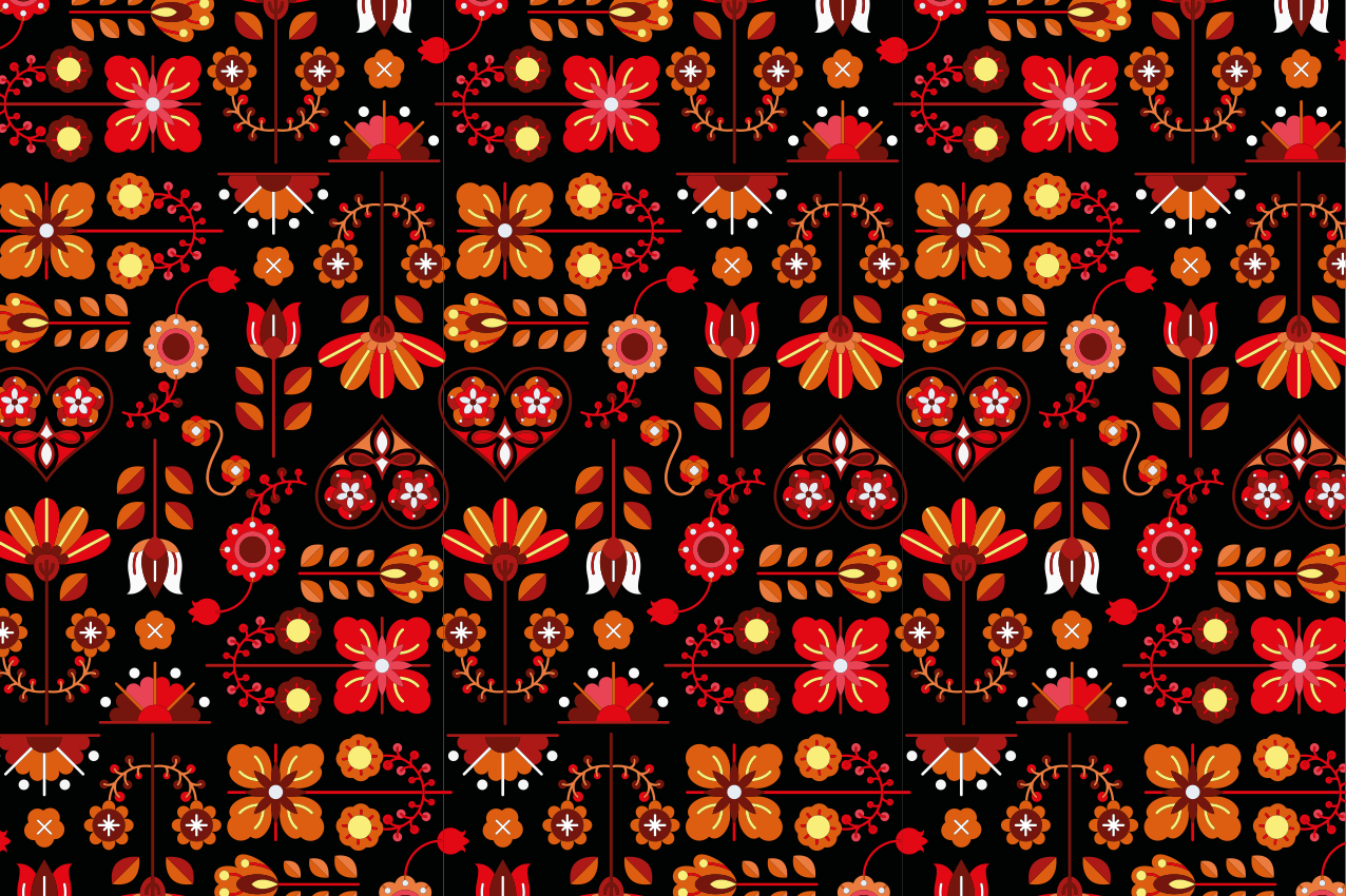 červený etnický ľudový ornament originálne prestieranie - Tenstickers