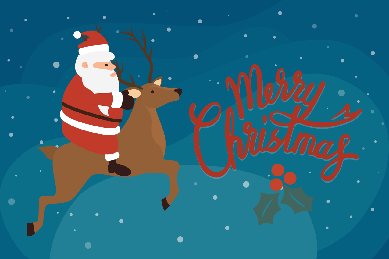 Vianočné prestieranie santa na sobovi - Tenstickers