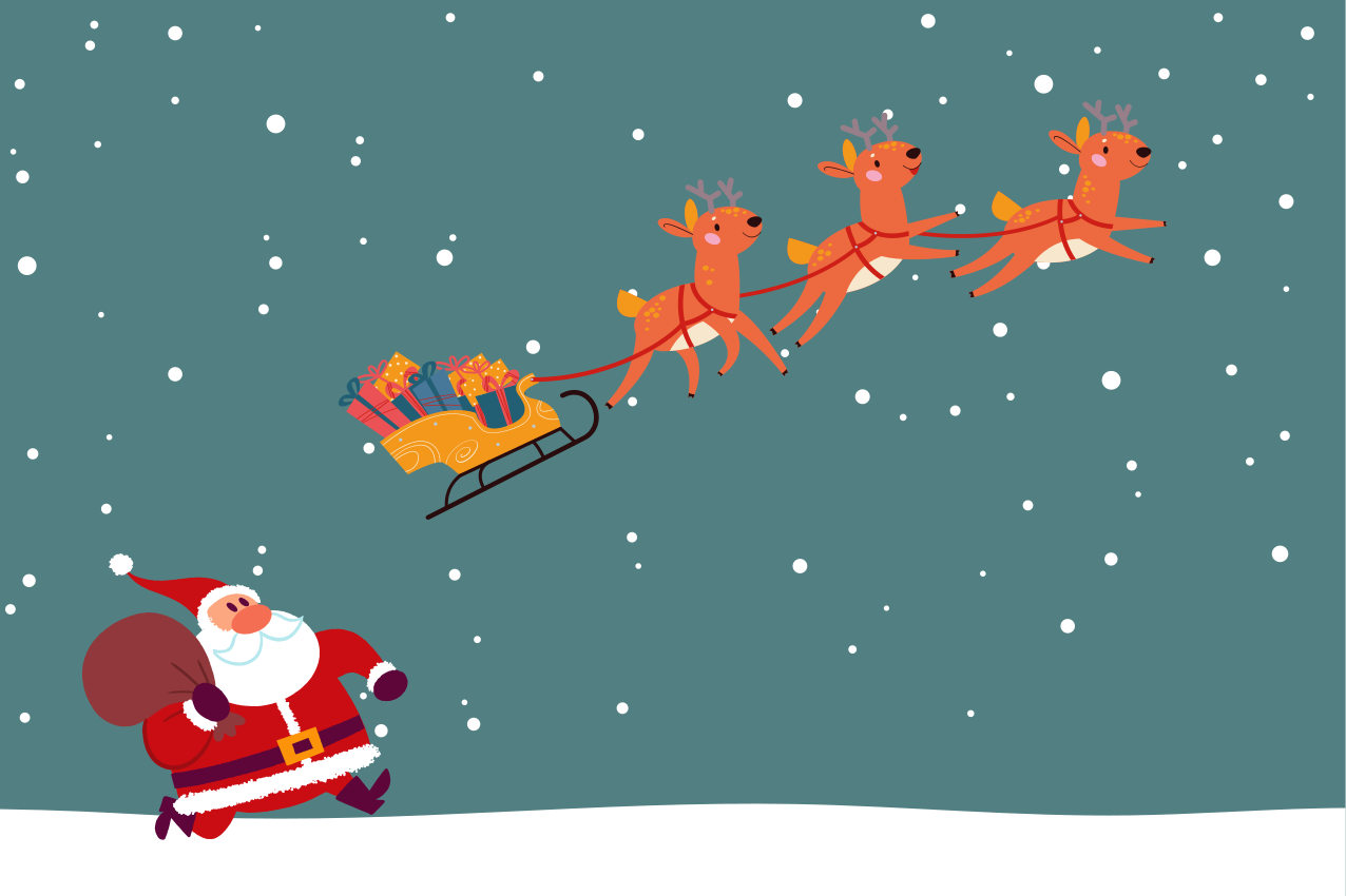 Vianočné prestieranie na saniach mikuláša - Tenstickers