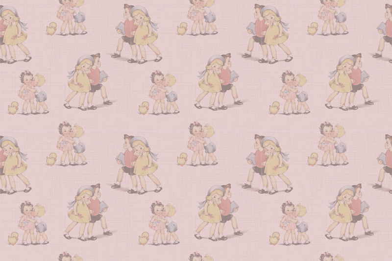 Detské prestieranie s vintage detskými ilustráciami - Tenstickers