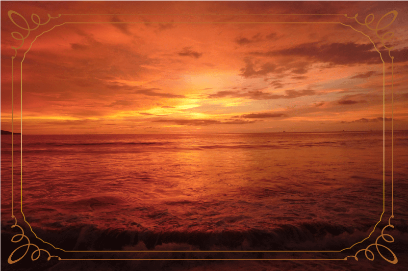 Moderné prestieranie na stôl západ slnka pri mori - Tenstickers